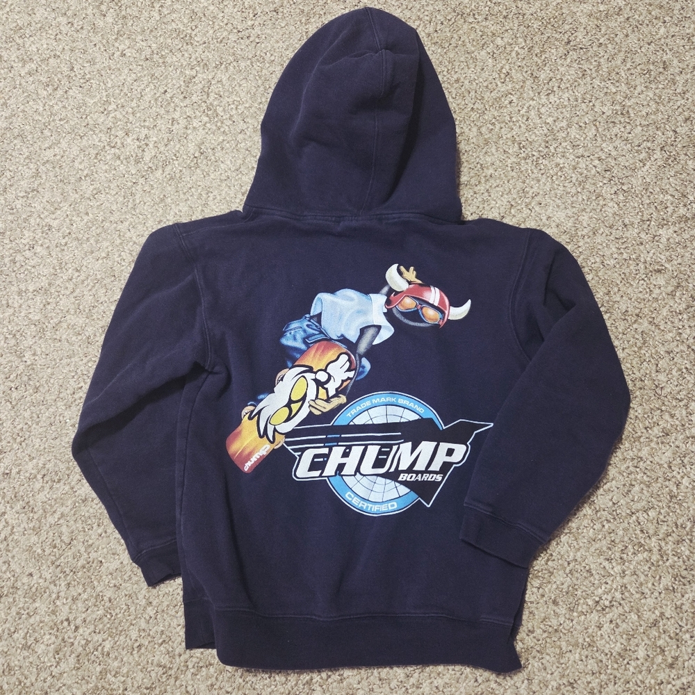 Chump Skateboards Y2K Hoodie YOUTH Size ? Front And Back Graphic Vtg